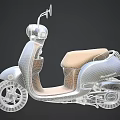 Modern Silver Scooter With Beige Seat Sleek Design And Side Mirrors