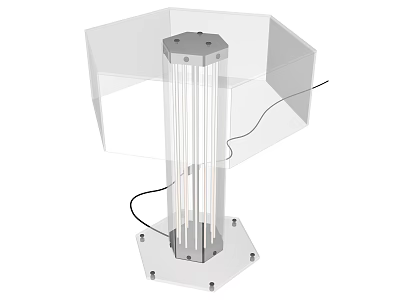 Modern Transparent Table Lamp With Hexagonal Base And Vertical Light Tubes 3d model