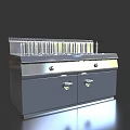 Stainless Steel Commercial Kitchen Cooking Equipment with Multiple Burners and Double Cabinet Doors Below