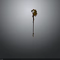 Ornate Fantasy Staff With Golden Decorative Top Red Shaft And Spiked Base 3D Render