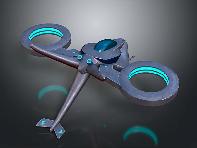 Futuristic Mechanical Device With Glowing Blue Rings And Central Blue Sphere 3d model