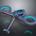 Futuristic Mechanical Device With Glowing Blue Rings And Central Blue Sphere