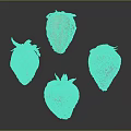 Fresh Ripe Strawberries With One Cut Half Floating On Dark Background
