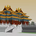 Traditional Ancient Chinese Architecture With Golden Roofs And Elaborate Wooden Decorations