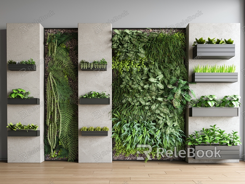 Green Plant Wall Plant Background Wall Wall Decoration Wall Painting Green Plant Pile Plant Landscape Wall model