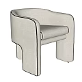 Sleek Modern Leisure Chair Upholstered In Beige Fabric With Black Trim Accents