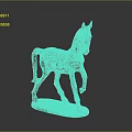Copper Horse Sculpture with Standing Pose Saddle and Square Base Design