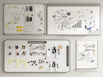 Modern Whiteboard Office Whiteboard Notes 3d model