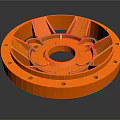 Orange Circular Industrial Mechanical Component with Spokes Central Hole and Perforated Rim