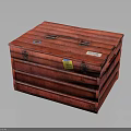 Red Wooden Storage Box With Metal Latches Yellow Label And Smooth Surface