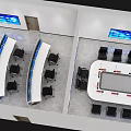 Modern Monitoring Room Interior Design With Large Monitor Screens Long Conference Table And Black Chairs
