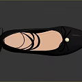 Women's Black Flats With Elegant Lace Up Straps And Pearl Accent Fashionable Design