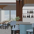 Modern Bar Cafe Restaurant Dining Table Chair Bar 3d model