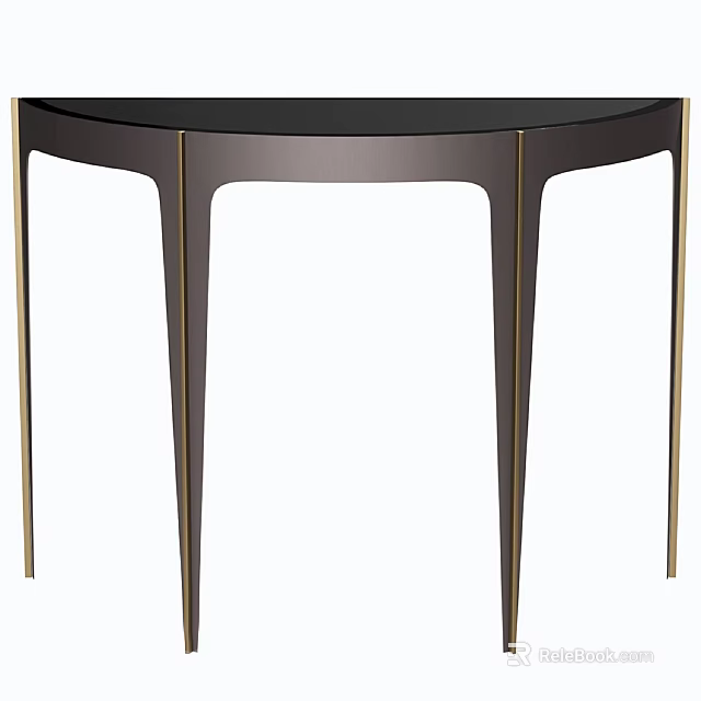 Modern Minimalist Side Table With Curved Top And Golden Metal Legs 3d model 