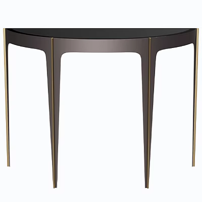 Modern Minimalist Side Table With Curved Top And Golden Metal Legs 3d model