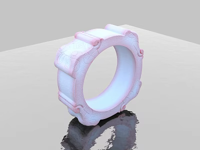 Intricate White Circular Sculpture Carving With Decorative Patterns On Smooth Surface 3d model