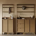 Modern Wooden Shoe Cabinet With Top Coat Hooks Decorative Items And Shoe Storage Space