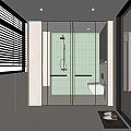 Modern Bathroom Interior With Glass Shower Light Green Tiles And White Sink