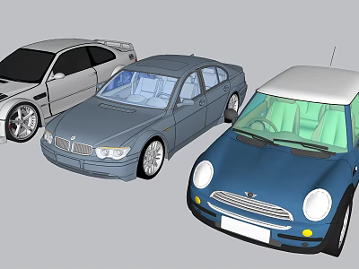 Different Styles And Colors Of 3D Car Models Including Sedan And Compact Vehicle Designs 3d model