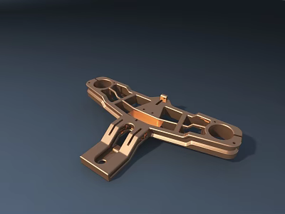 High Quality Golden Metal Hardware Tool Part With Structural Holes And Mechanical Design 3d model