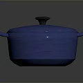 Stylish Blue Cooking Pot With Lid And Two Handles For Kitchen Use