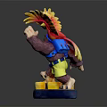 Cartoon Bear Action Figure With Colorful Bird On Back And Yellow Blue Base