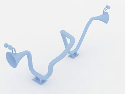 Blue Swing Door Hinges 3D Model With Curved Structure And Base 3d model