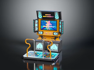 Entertainment Arcade Dance Game Machine With Vibrant Screen Interactive Pedals And Handrails 3d model