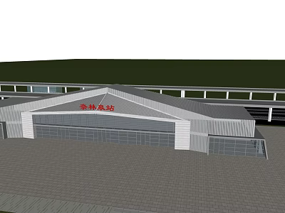 Jinlin East Station Modern Building With Large Roof Glass Doors And Platform Exterior Design 3d model