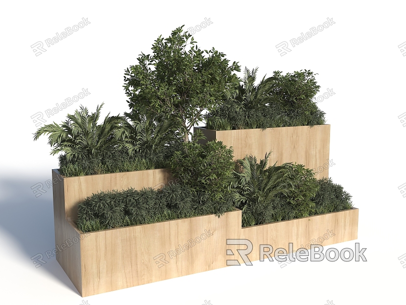 Modern Flower Box Wooden Flower Box Plant Combination Flower Box Mobile Flower Box Plant Flower Box model