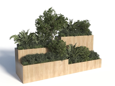 Modern Flower Box Wooden Flower Box Plant Combination Flower Box Mobile Flower Box Plant Flower Box 3d model