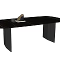 Modern Black Marble Dining Table With Sleek Design And Glassware Decorations 3d model
