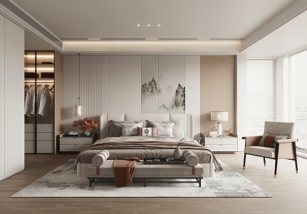 New Chinese Style Home Bedroom 3d model