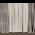 Modern Gray Curtains With Sheer Panels For Window And Natural View 3d model