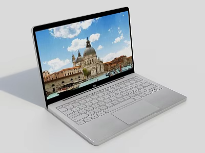 Smart Machine Laptop With High Definition Screen Displaying Venice Scenery And Sleek Modern Design 3d model