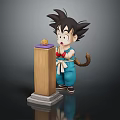 Kid Goku Character With Spiky Hair Blue Outfit Tail By Wooden Pillar Golden Orb