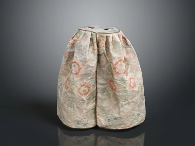 Light Colored Floral Pattern Fabric Clothing Storage Bag With Pleated Design 3d model