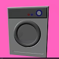 Modern Stainless Steel Front Load Washing Machine With Control Panel And Blue Knob 3d model