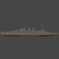 Detailed Historical Naval Warship Model With Turrets And Deck Features
