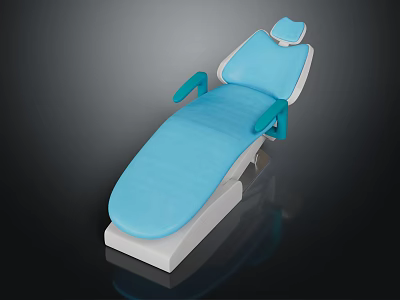 Comfortable Blue Dental Chair With Adjustable Backrest Armrests And White Base 3d model