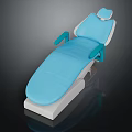 Comfortable Blue Dental Chair With Adjustable Backrest Armrests And White Base