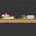 Detailed Miniature City Model With Colorful Buildings Roads Vehicles Trees And Street Lamps