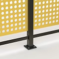 Modern Yellow Perforated Fence With Black Frame And Grid Pattern Design 3d model