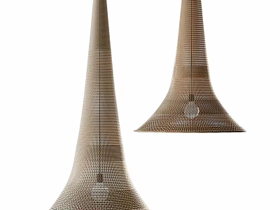 Modern Conical Woven Pendant Lights With Light Brown Texture And Minimalist Design 3d model