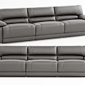 Large Gray Leather Sectional Sofa With Modern Design And Comfortable Cushions 3d model