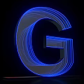 3D Blue Letter G Design With Glowing Lines On Black Background 3d model