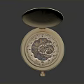Open Gold Pocket Watch Featuring Mechanical Dial Lid And Dark Background 3d model