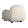 Beige Single Sofa With Soft Fluffy Fabric Rounded Armrests And Wooden Legs