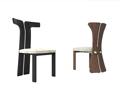 Modern Design Dining Chairs With Black White Brown Light Green Frames And Unique Backrests 3d model