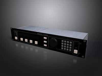 Black Computer Control Console With Multiple Buttons Rotary Knob And Numeric Keypad 3d model